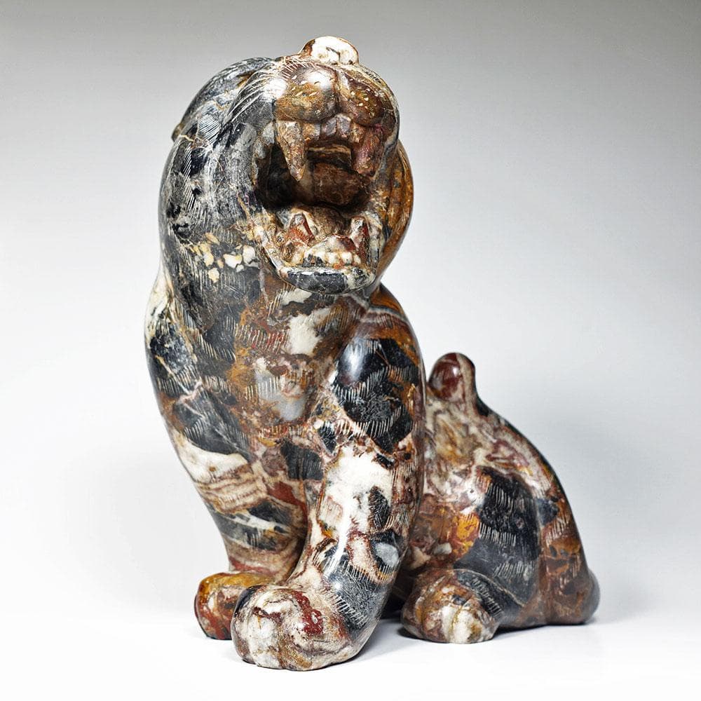 猫虎石像 マーブル石 大理石 タイガーアイ 虎目石 オブジェ パワーストーン