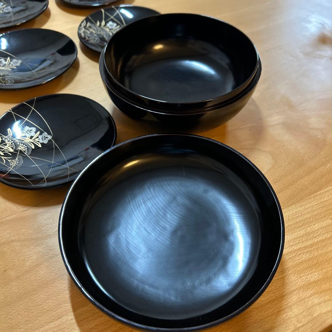 本漆器 昭和15年頃　菓子器 セット 5小皿 1器　交渉ok!