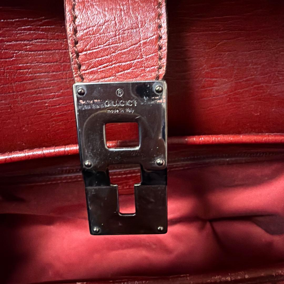 Gucci レッド ハンドバッグ バンブーハンドル