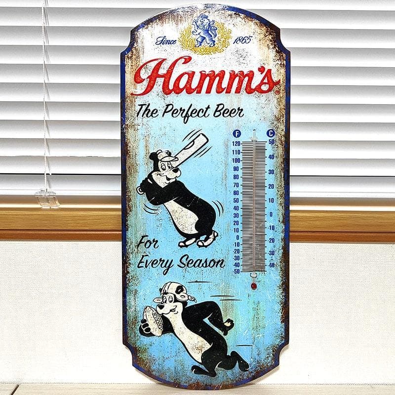 ブリキ看板 ハムズビール メタル サーモメーター Hamm's 温度計