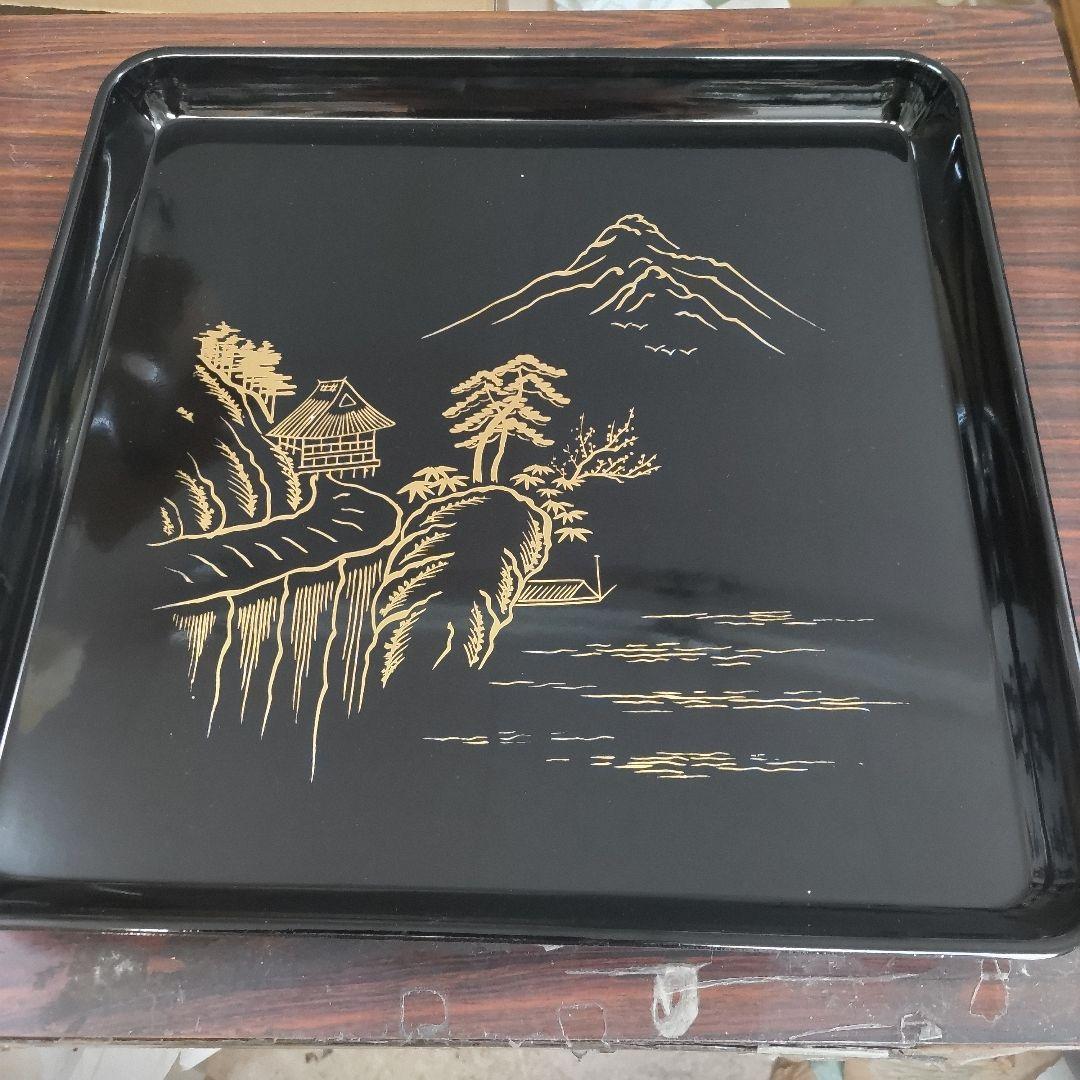 新品未使用　輪島塗　御会席御膳　漆器 10枚セット 富士山デザイン　盆　会席膳