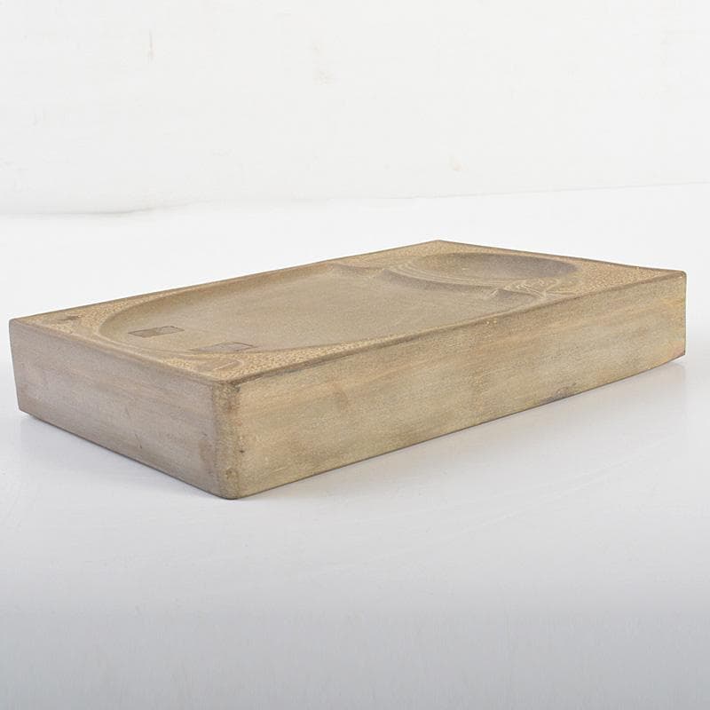 中国 書道具 花瓶刻 端渓硯 唐木箱付 C 6184