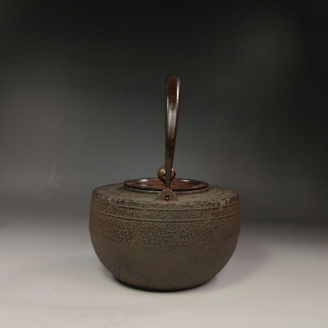 イ491 鉄瓶『銅蓋 独楽形 鉄瓶』湯沸 薬缶 茶道具 煎茶