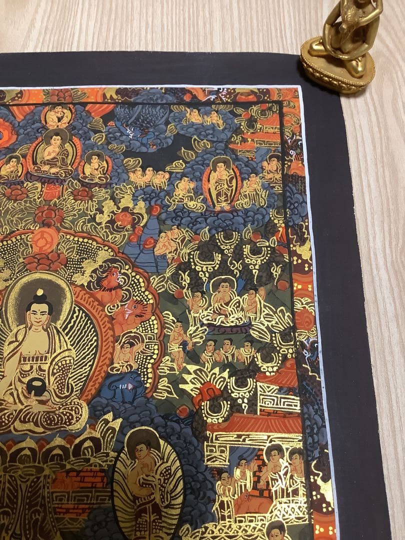《 チベット密教　新品　1点物 》 釈迦の一生　曼荼羅　手描き　仏教　密教　30