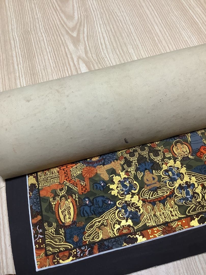 《 チベット密教　新品　1点物 》 釈迦の一生　曼荼羅　手描き　仏教　密教　30