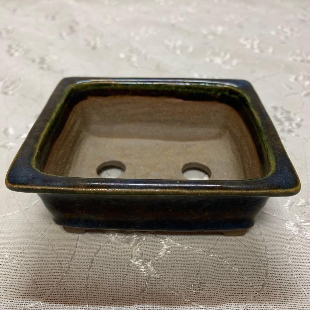 落款有り　盆栽鉢　長方
