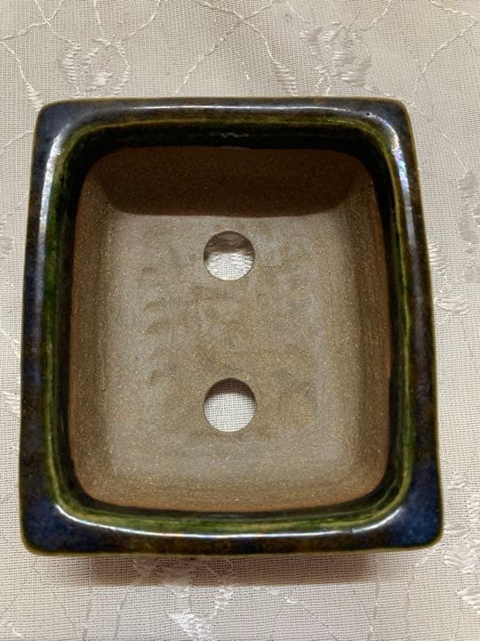 落款有り　盆栽鉢　長方