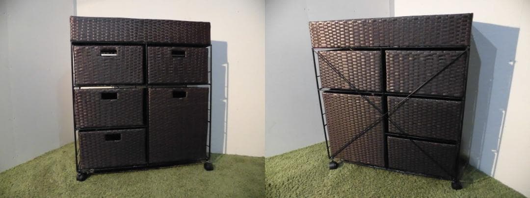 アウトレット【送料無料・新品】ラタン風★サニタリー★ワイドランドリーチェスト