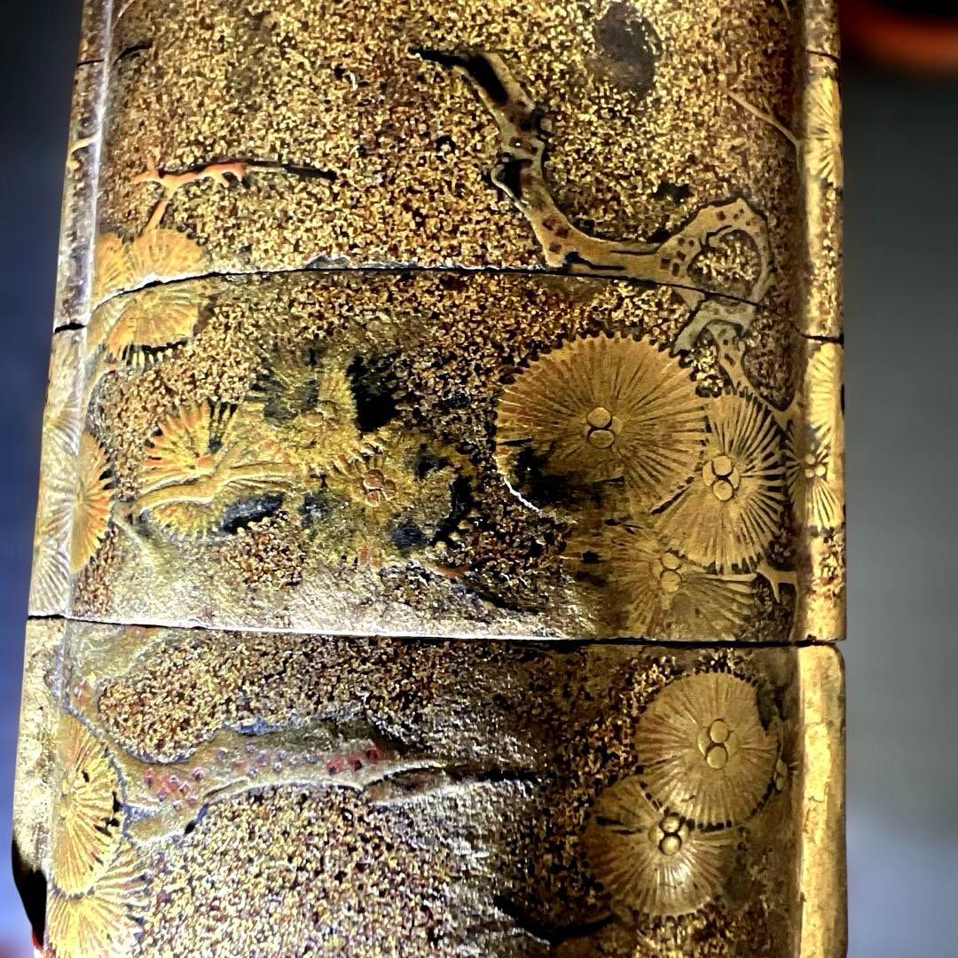 江戸時代　蒔絵印籠、ダルマ根付　73g 東Y7-1016☆2F