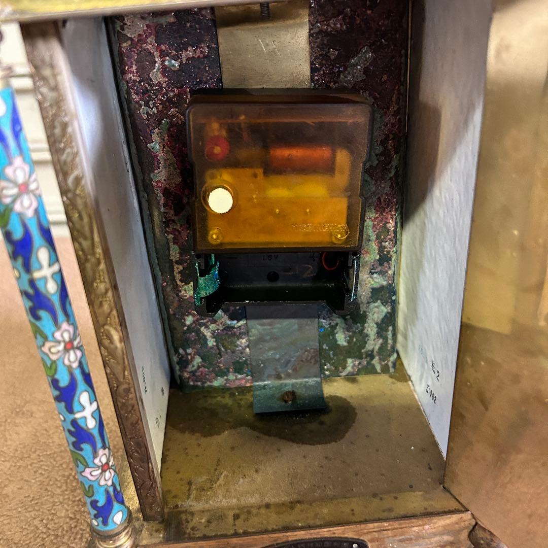 CF5☆中国美術☆ ガラス製 時計 置時計 アンティーク 七宝時計 インテリア