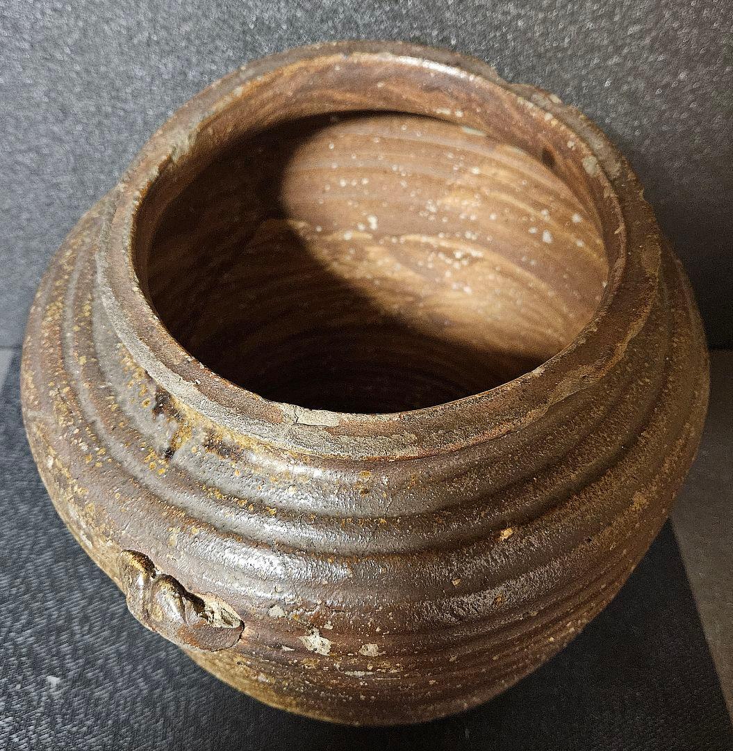 江戸時代 古信楽 双耳 壺 瓶 甕 花入れ 花生 オブジェ 茶道具 華道具