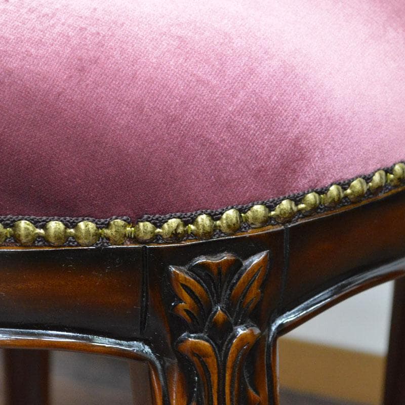 マホガニーアンティーク調 ラウンドスツール パープル 高級 ドレッサースツール