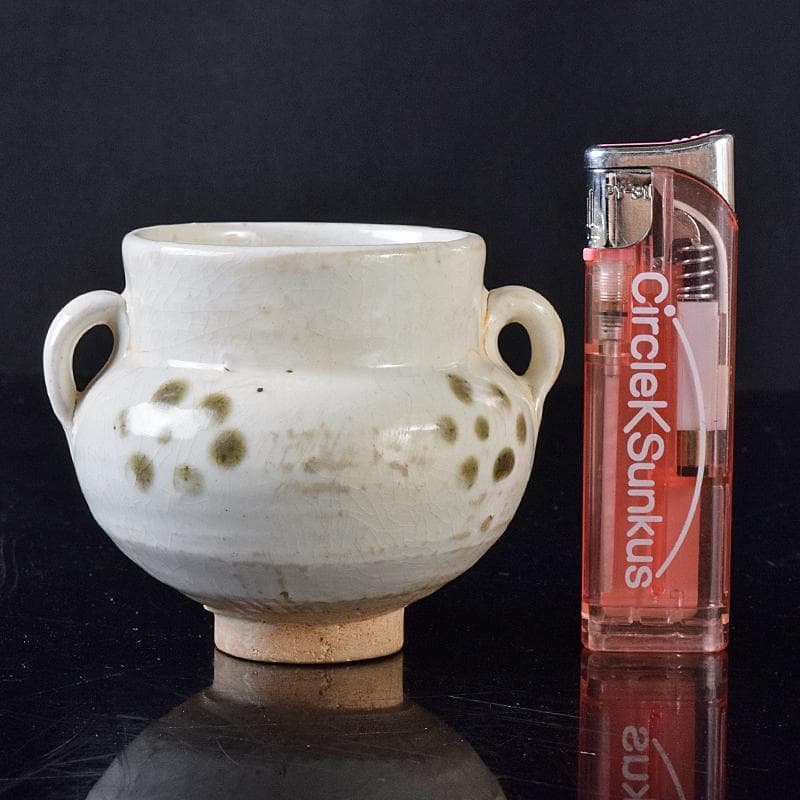 中国 磁州窯白釉 褐彩 双耳小壷 C R8242 - メルカリ