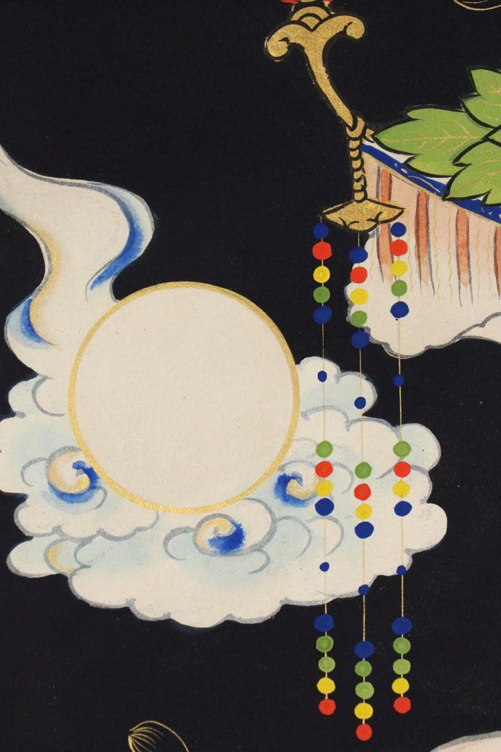 No5402 掛軸 西国三十三所御集印霊幅 紙本 紺紙金泥 木箱付 送料無料