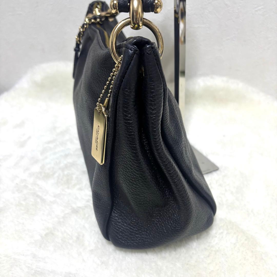 【美品】コーチ ワンショルダーバッグ レザー ブラック ゴールド金具 2way