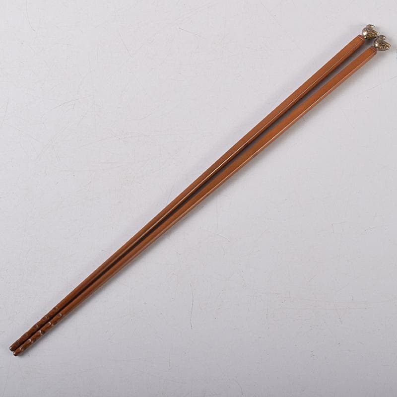 茶道具 釜師 高木治良兵衛作 南鐐鳥頭飾 火箸 共箱 C R8572