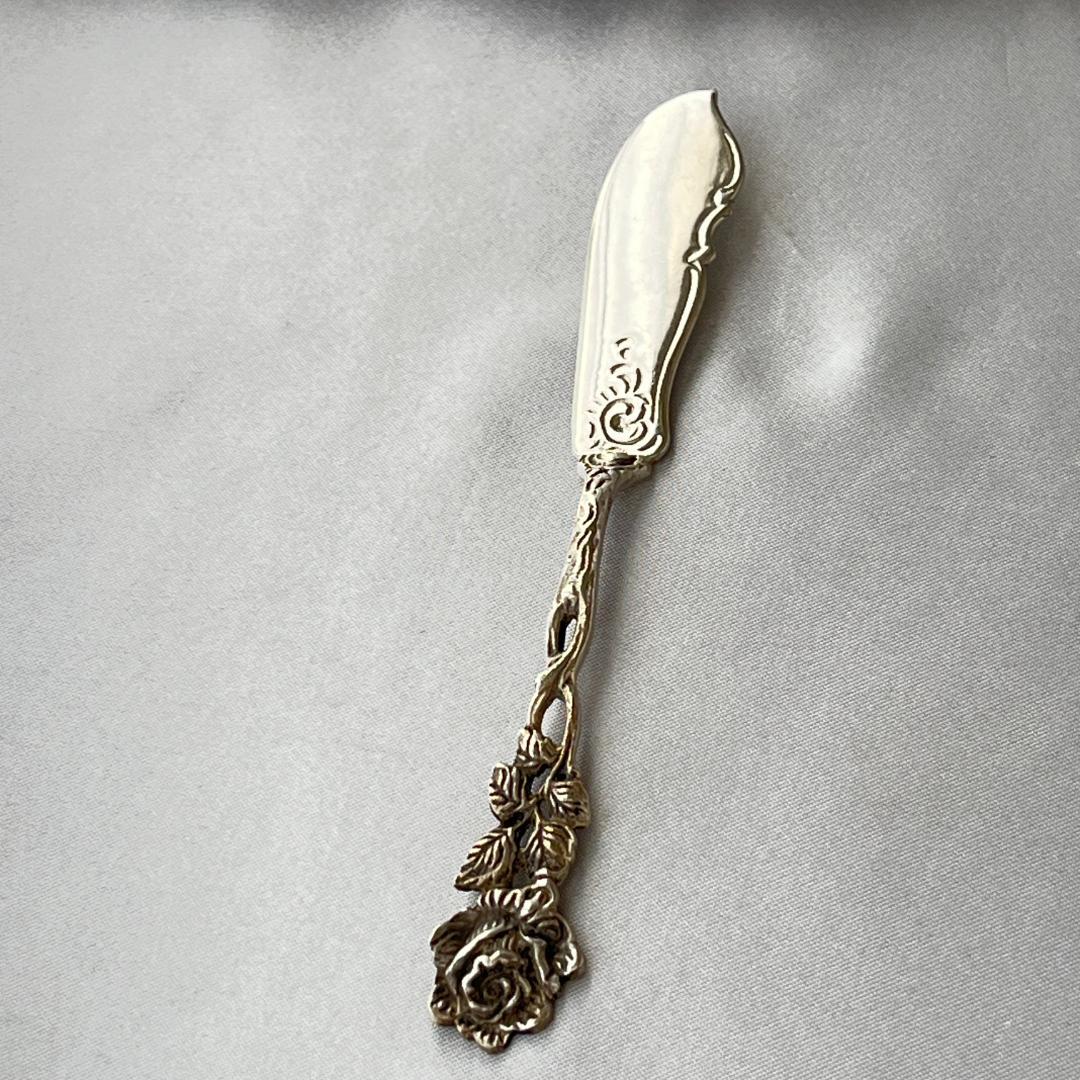 【 Bodemer】薔薇のバターナイフ 【純銀】 12.5cm