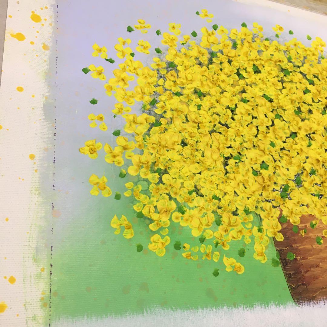 リームンロー 小花いっぱい(黄) 油彩 油絵 三浦昇 李文魯