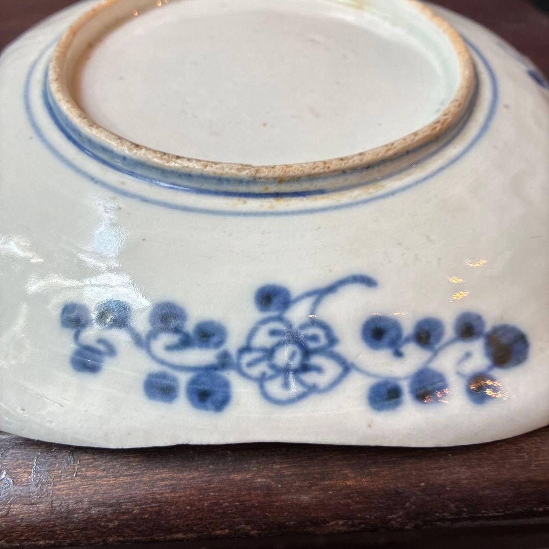 古伊万里 色絵 金彩 隅入角皿 20センチ×20センチ×高さ