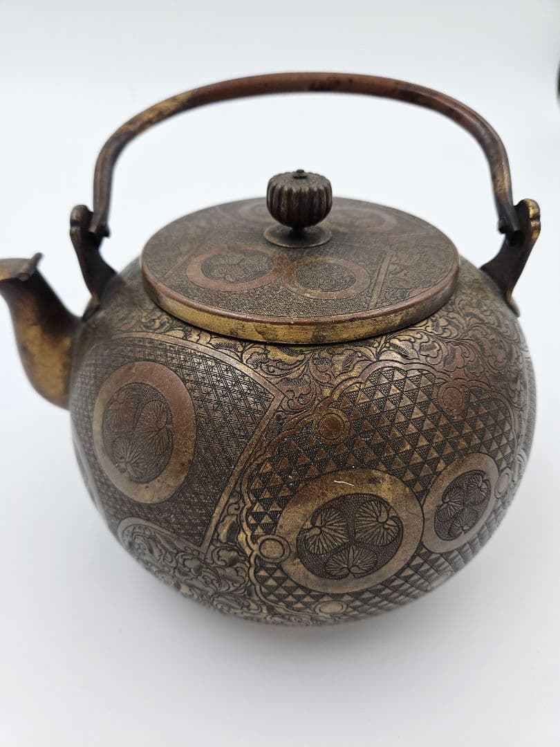 徳川家伝来 三つ葉葵紋 金銅薬缶 大名道具 煎茶道具 湯沸 時代物 骨董