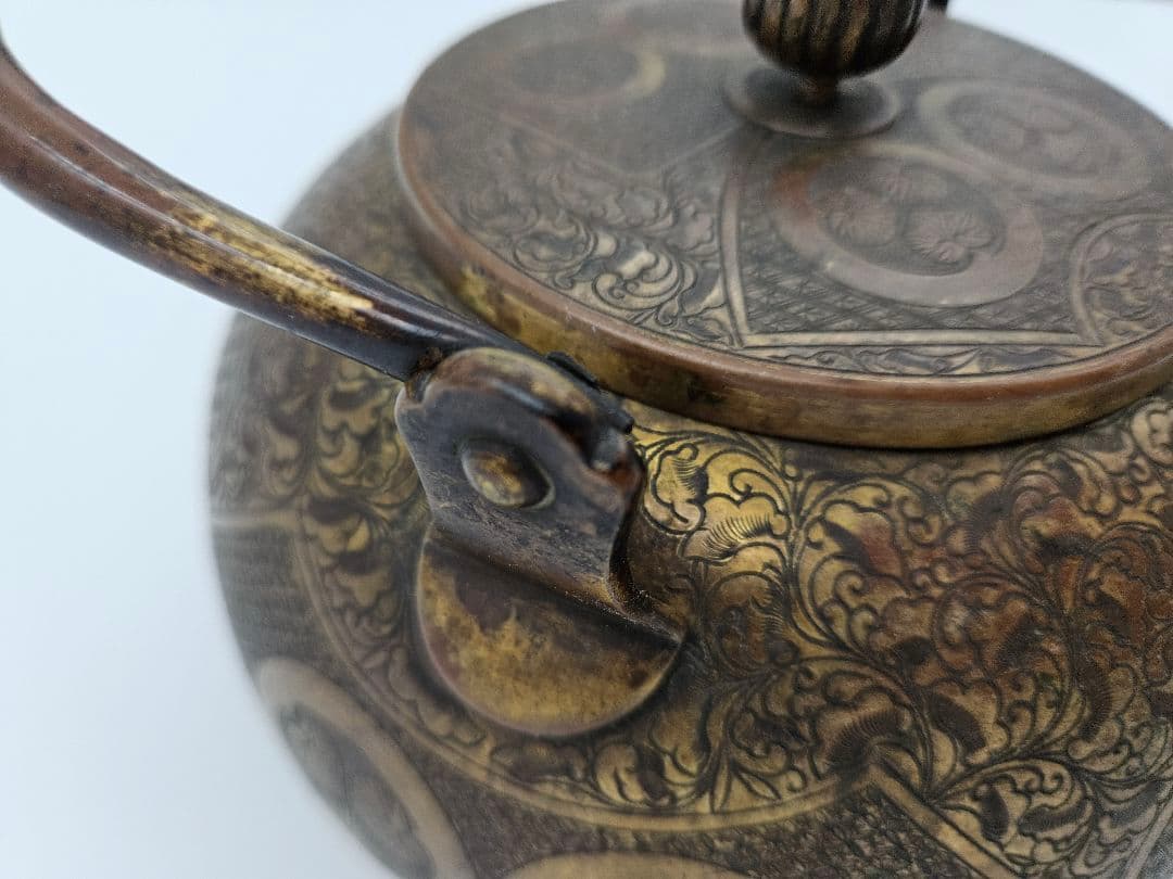 徳川家伝来 三つ葉葵紋 金銅薬缶 大名道具 煎茶道具 湯沸 時代物 骨董