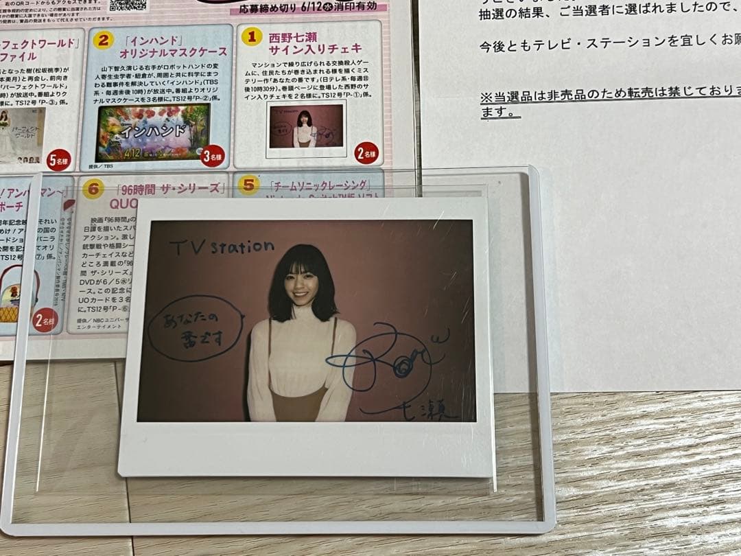 西野七瀬 TV station チェキ 直筆サイン入り 乃木坂46