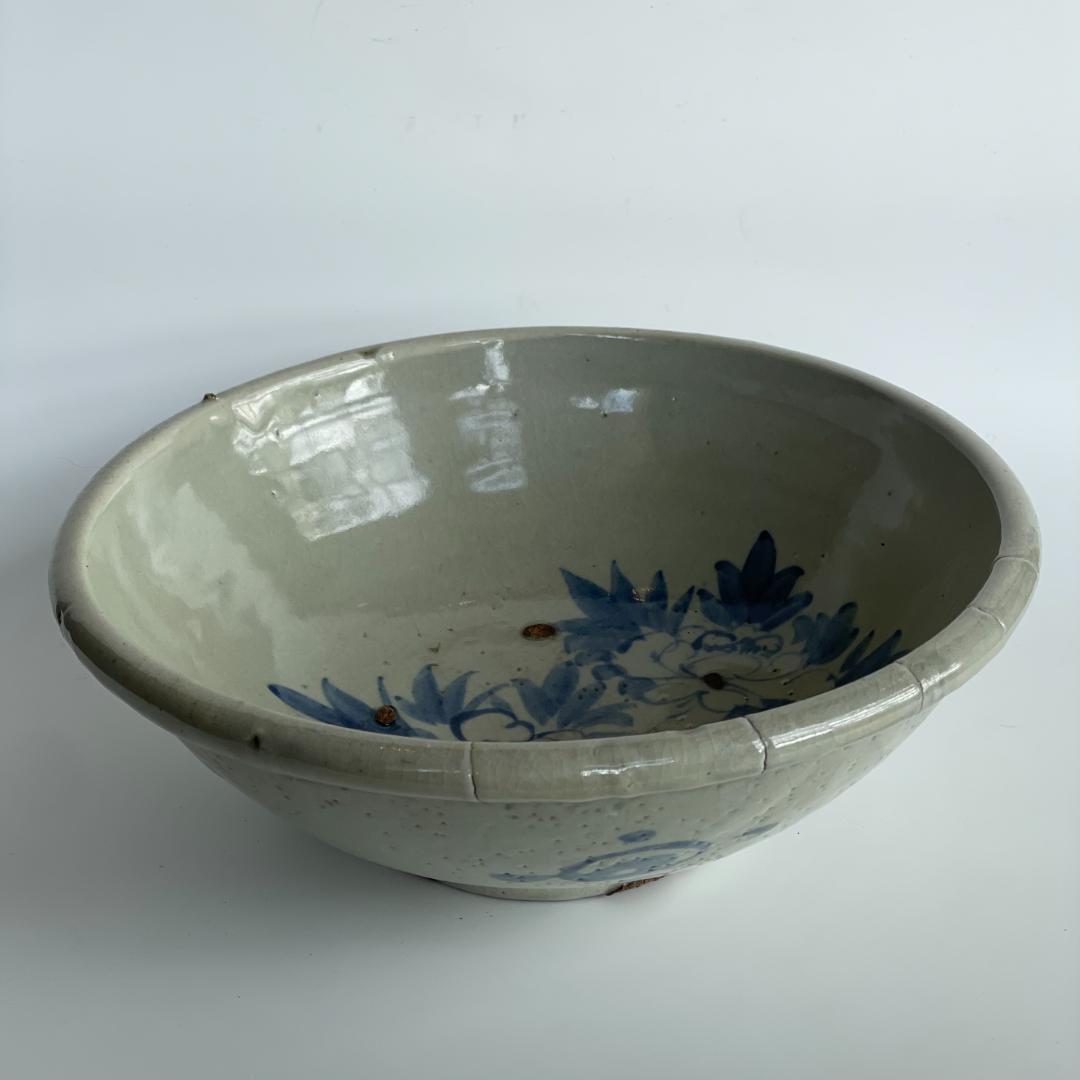 中国 美術 唐物 古玩 宋 元 明 清期 古染付 青絵 青花 大鉢 深鉢 牡丹