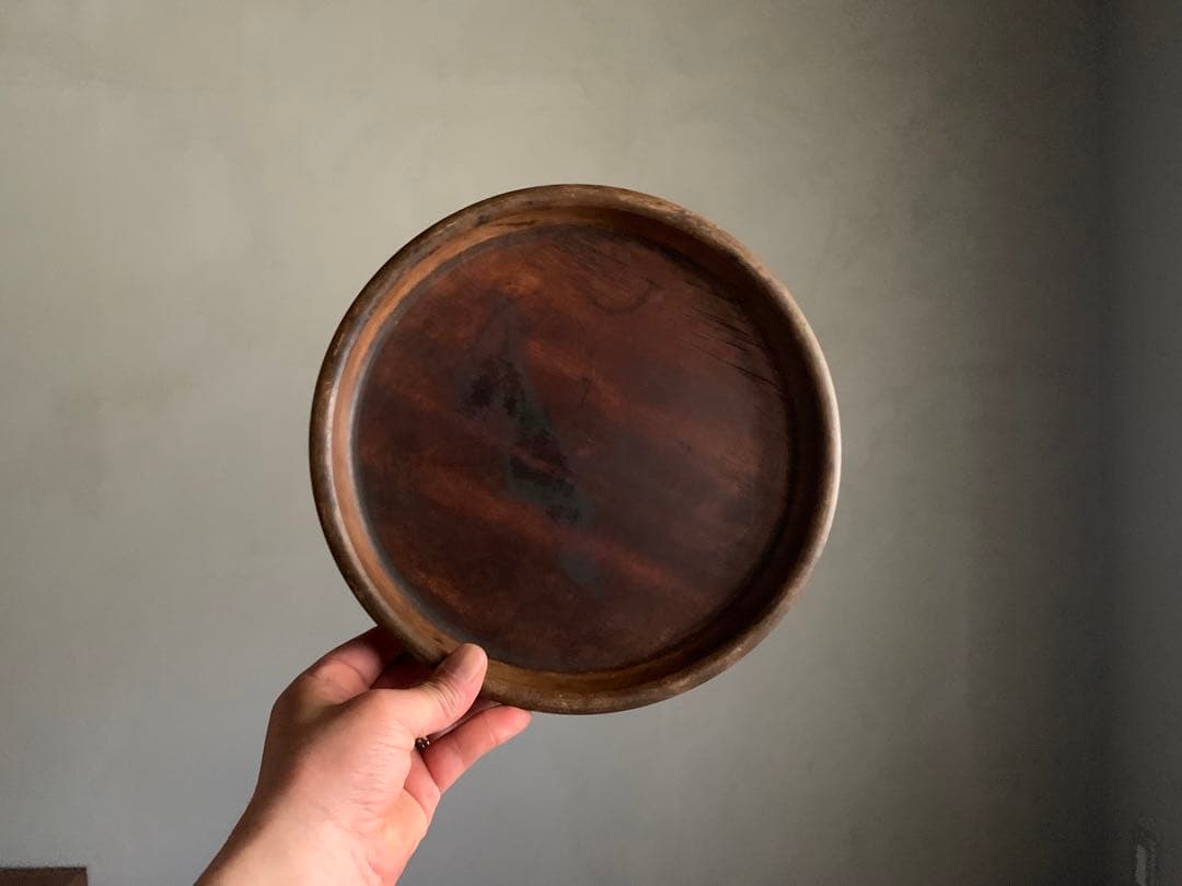 佳き木肌の くりぬき盆 No.2 古道具 アンティーク 美術品