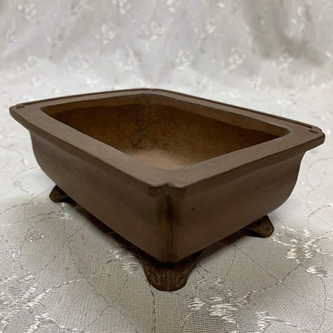 落款有り盆栽鉢長方