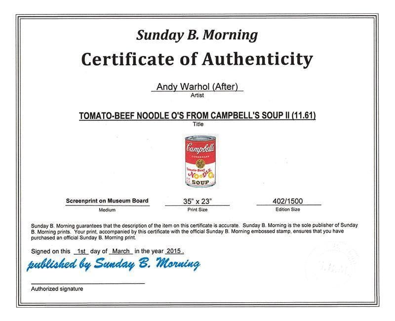 限定 Campbells Soup II/10枚セット 証明書付/ウォーホル