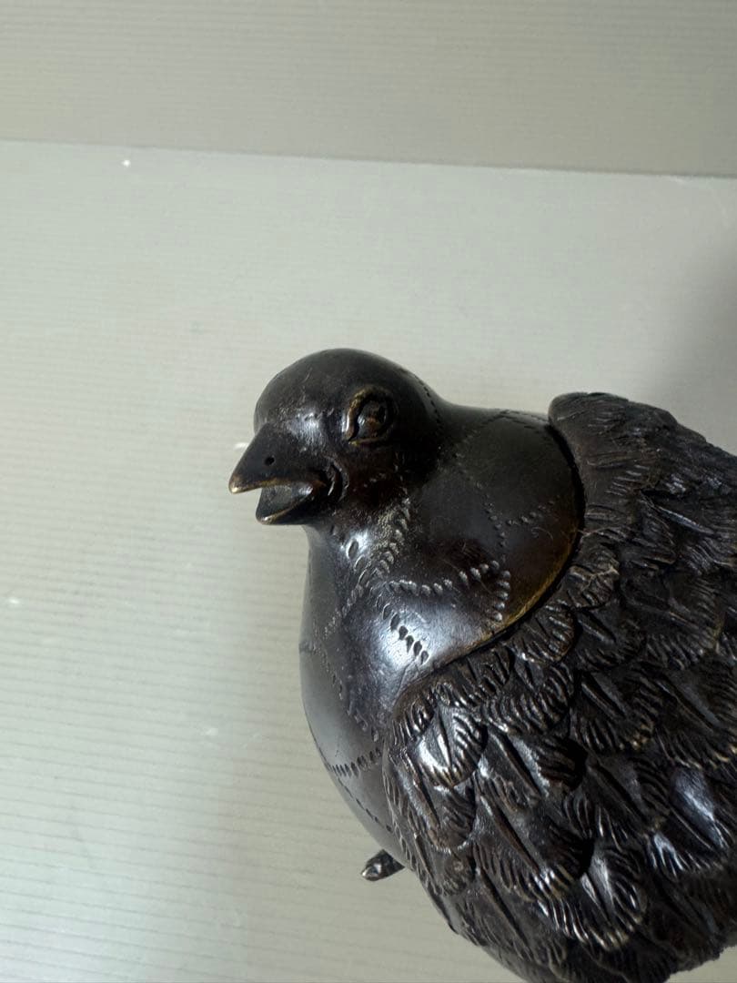 2138 中国古玩・古銅・乾隆年製銘・鶉・香炉・置物 時代物 - メルカリ