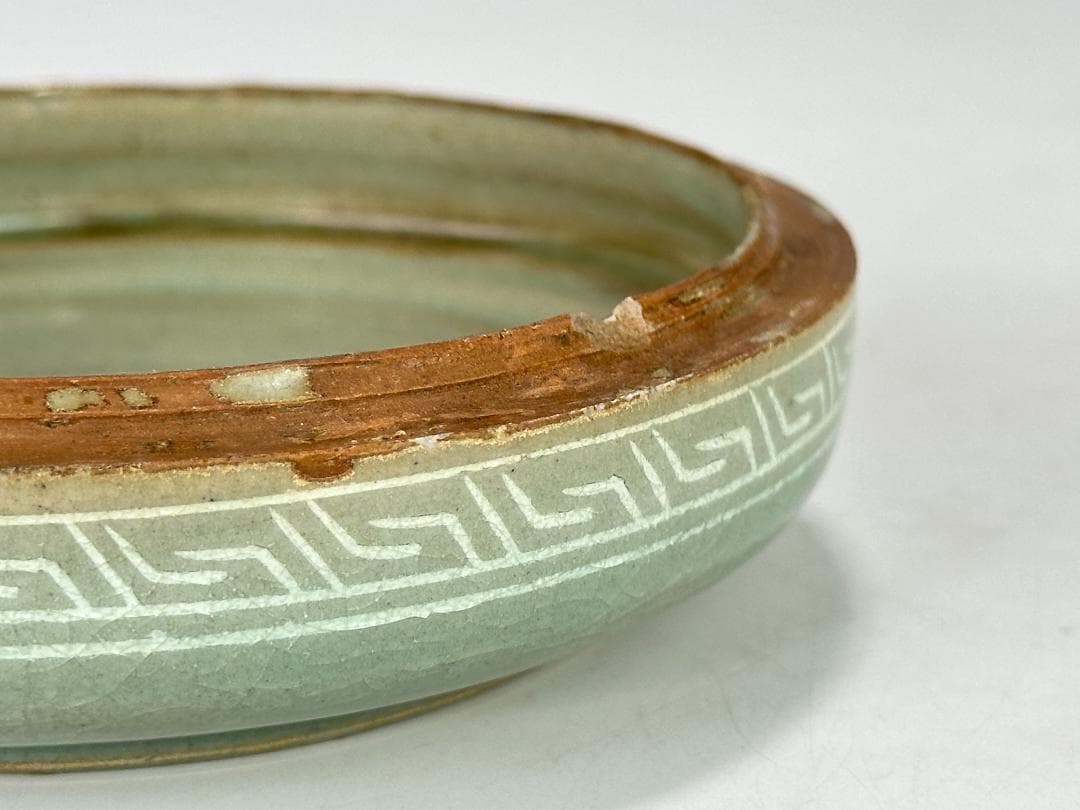 韓国美術 高麗青磁 黒白象嵌 花卉文 香合 時代 古物 朝鮮古陶磁 木工、竹