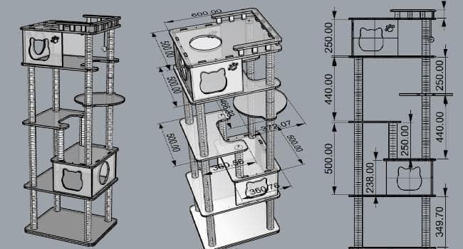 アウトレット 天空のキャットタワー 木製 宇宙船 展望台 大型 168cm