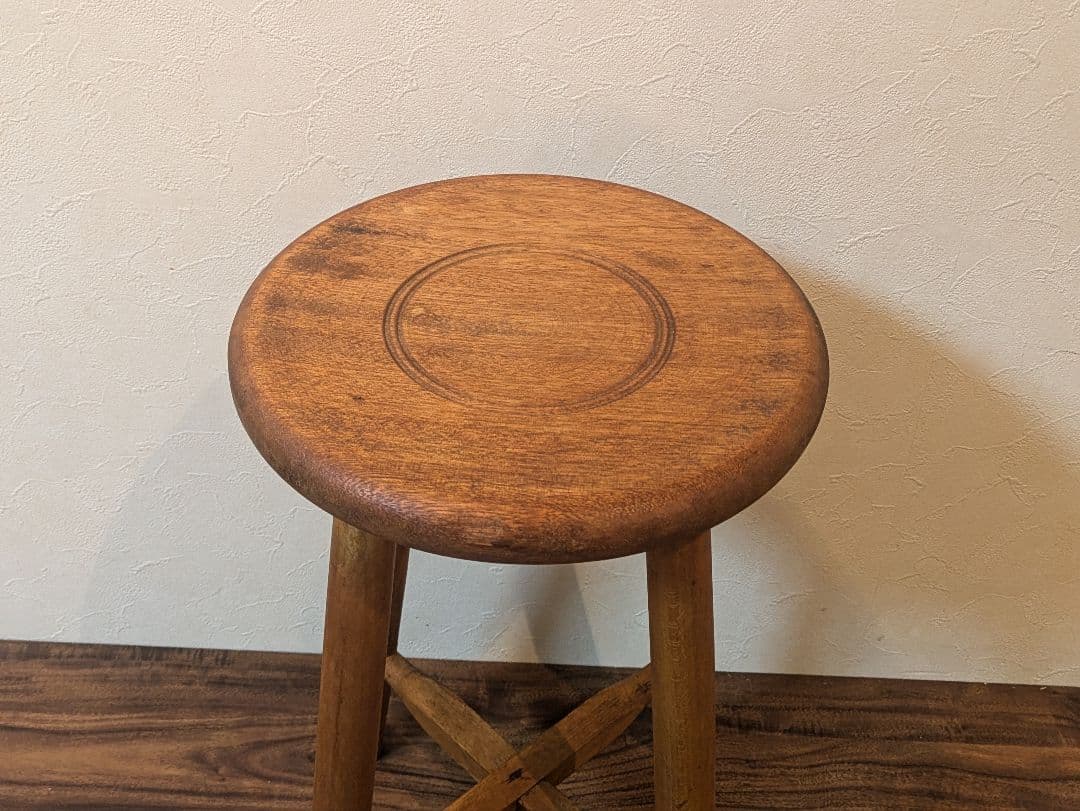 アンティーク】木製 丸スツール 丸椅子 フラワーベース レトロ
