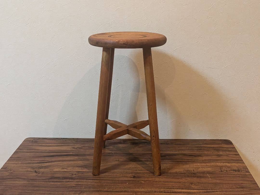 アンティーク】木製 丸スツール 丸椅子 フラワーベース レトロ