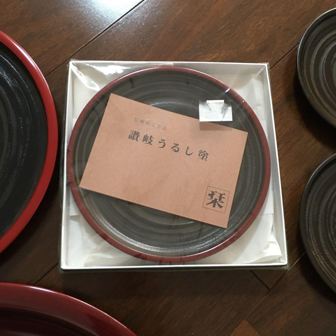 讃岐彫　讃岐漆器　象谷（ぞうこく）塗　菓子皿　お盆　丸盆　飾盆