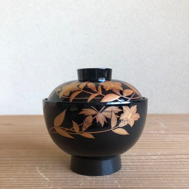 漆器】坂本乙造作 蒔絵 本漆仕上 御吸物椀 五客 未開封 会津