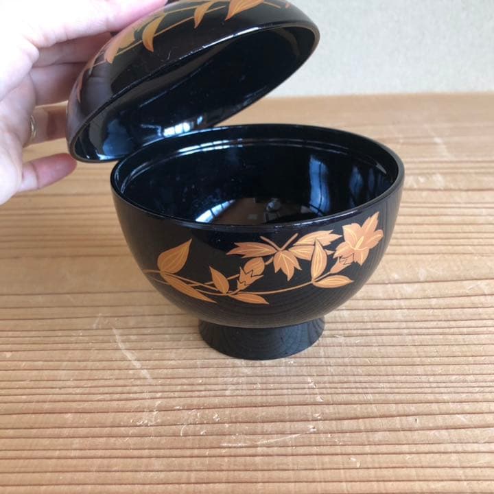 漆器】坂本乙造作 蒔絵 本漆仕上 御吸物椀 五客 未開封 会津