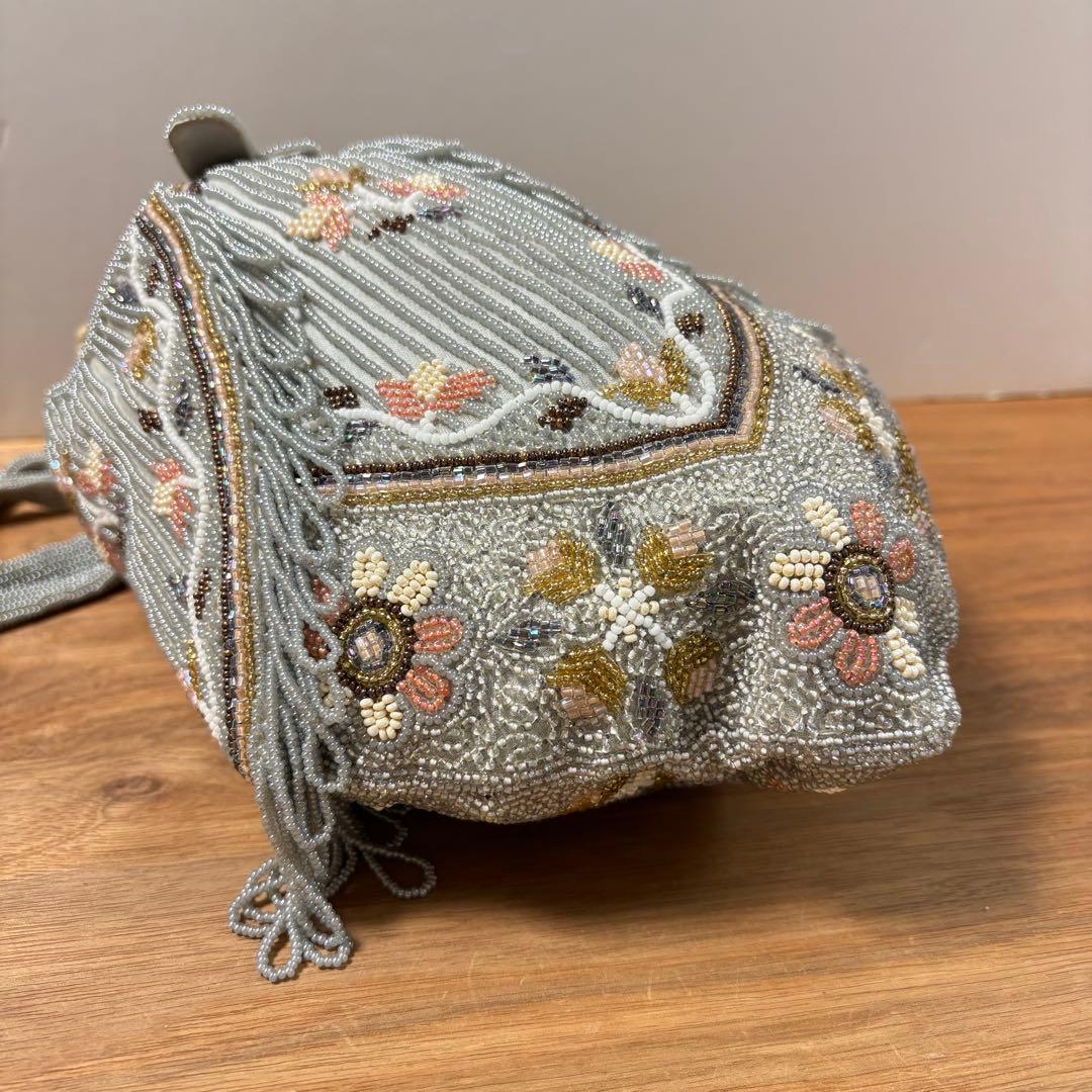 美品◇ヴィンテージ◇レトロ ビーズバッグ◇和装バッグ◇パーティーバッグ◇グレー
