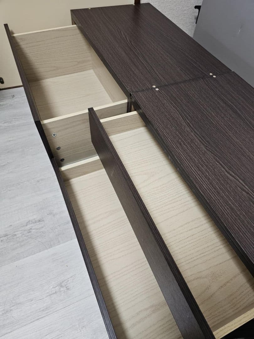 TAKUYAのシングルベッドフレーム ダークブラウン 引き出し収納 USB