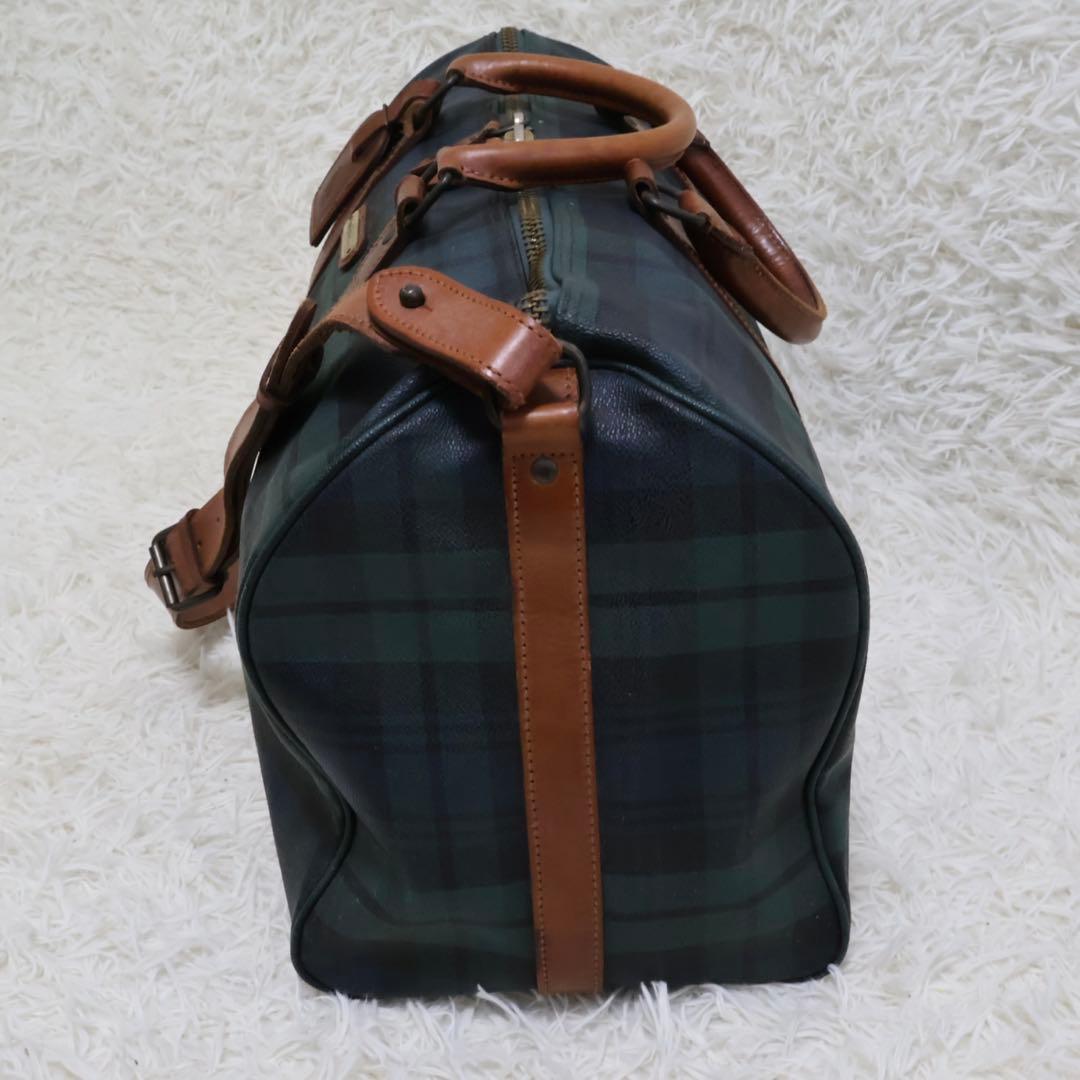 ポロラルフローレン ダークグリーン チェック柄 ボストンバッグ - メルカリ