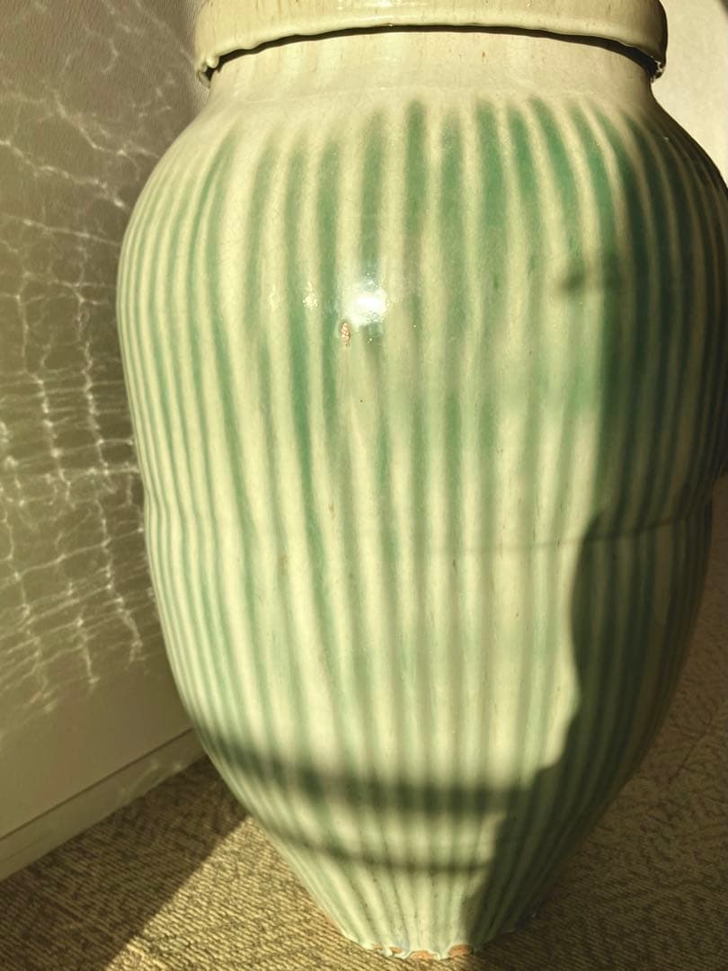 信楽焼 茶壺 大壺 すだれ壺 ストライプ柄 明治 アンティーク - メルカリ