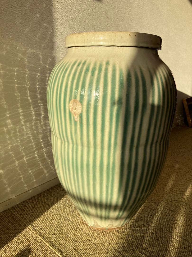 信楽焼 茶壺 大壺 すだれ壺 ストライプ柄 明治 アンティーク - メルカリ