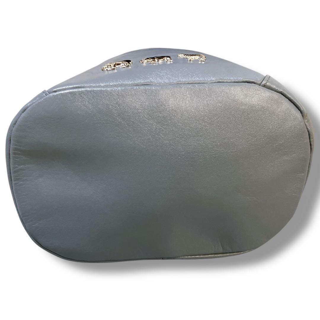 イアパピヨネ 未使用級 アニマルモチーフ バケツ ワンショルダーバッグ ブルー