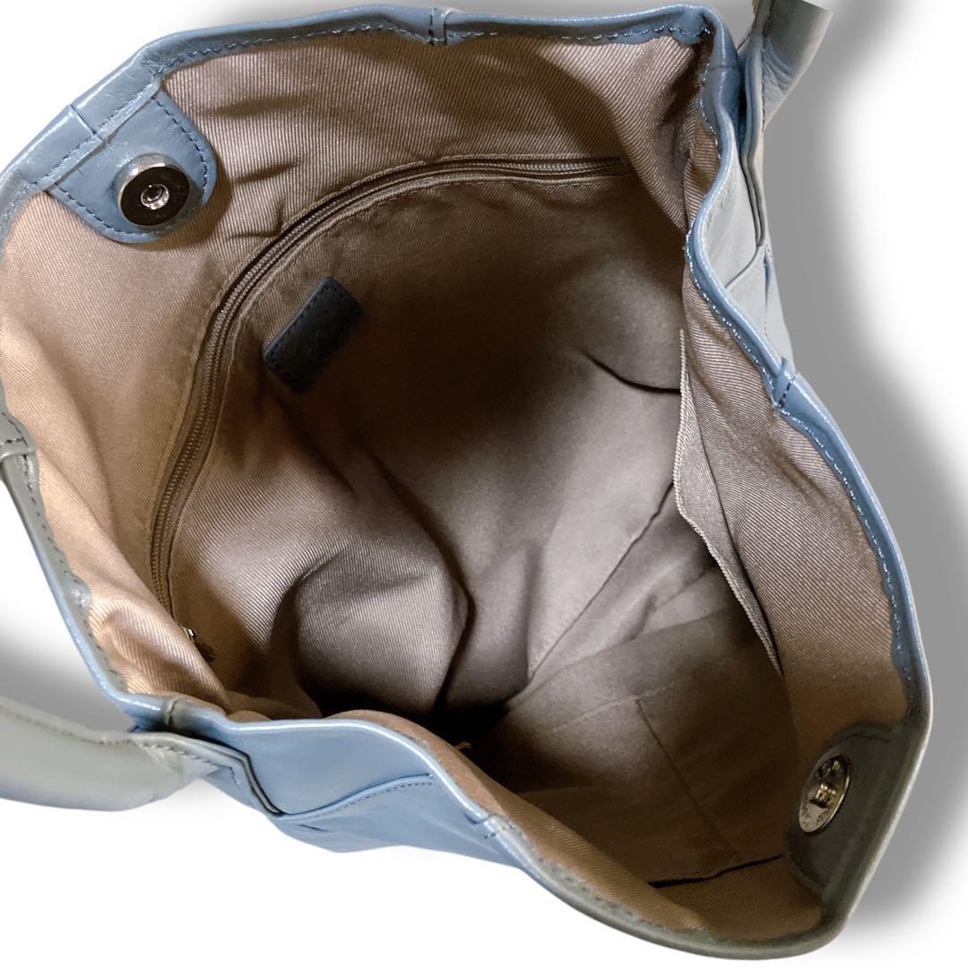 イアパピヨネ 未使用級 アニマルモチーフ バケツ ワンショルダーバッグ ブルー