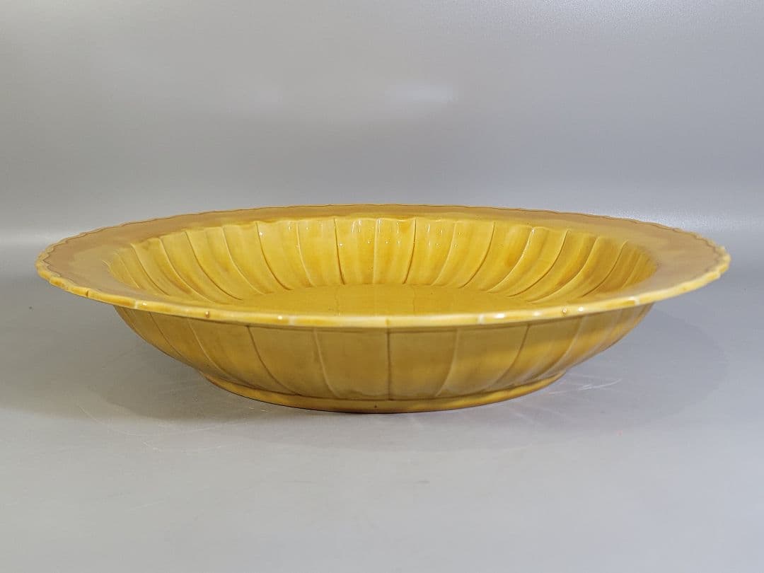 DT571 中国 黄色 古い皿 39.5cm