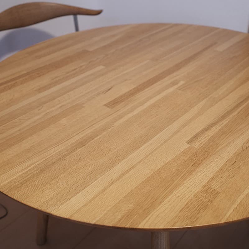 旭川家具　オーク材　ラウンドテーブル　ダイニング（φ95cm）