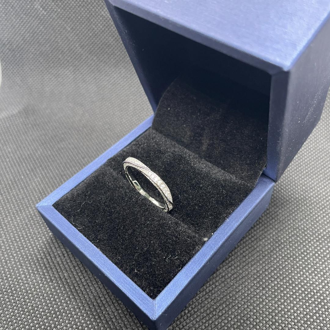 【4号】モアサナイト ツイスト フルエタニティ リング　シルバー