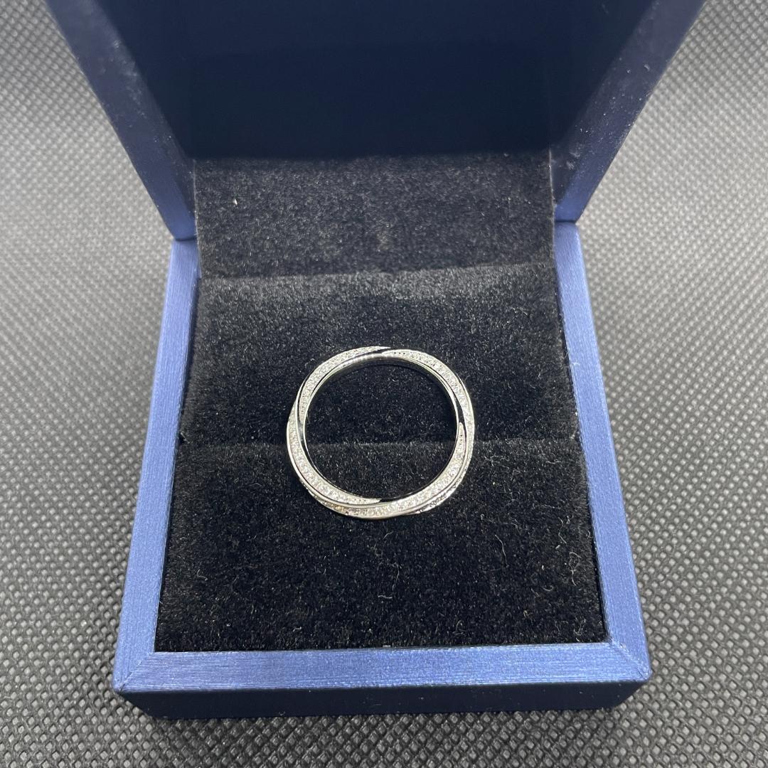 【4号】モアサナイト ツイスト フルエタニティ リング　シルバー