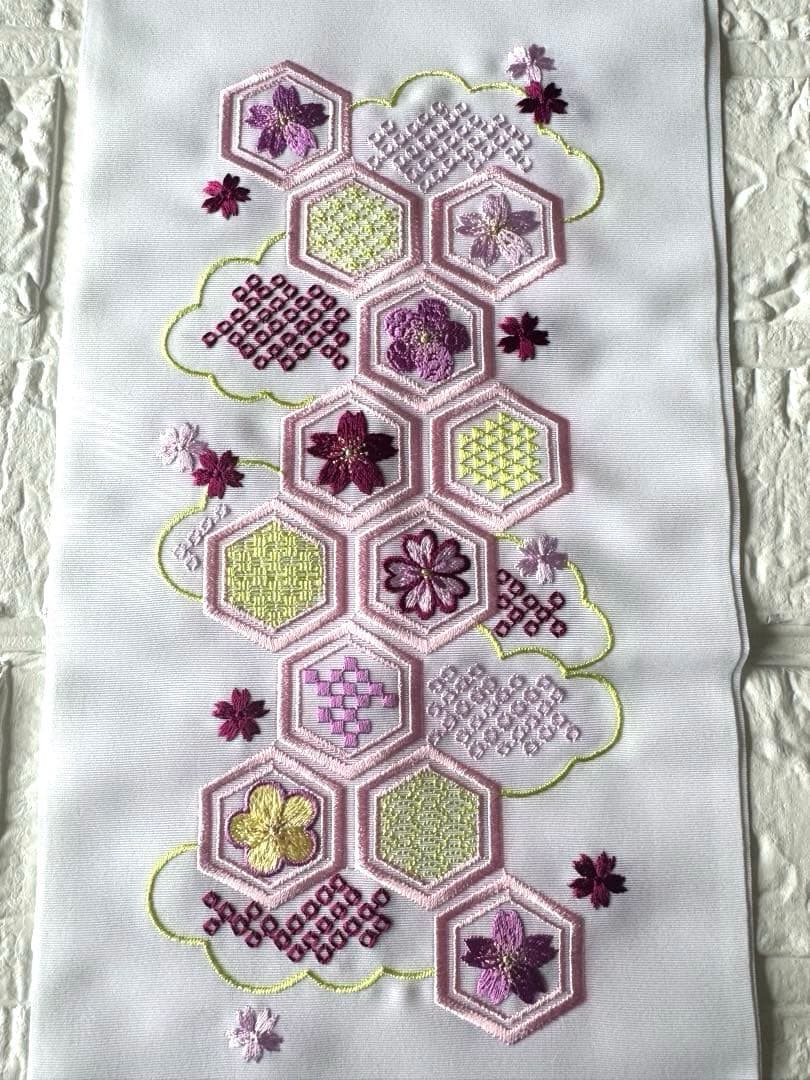 ヴァイオレット・ルフレ♦︎重ね衿 刺繍半衿 マルチレース 正絹帯締め